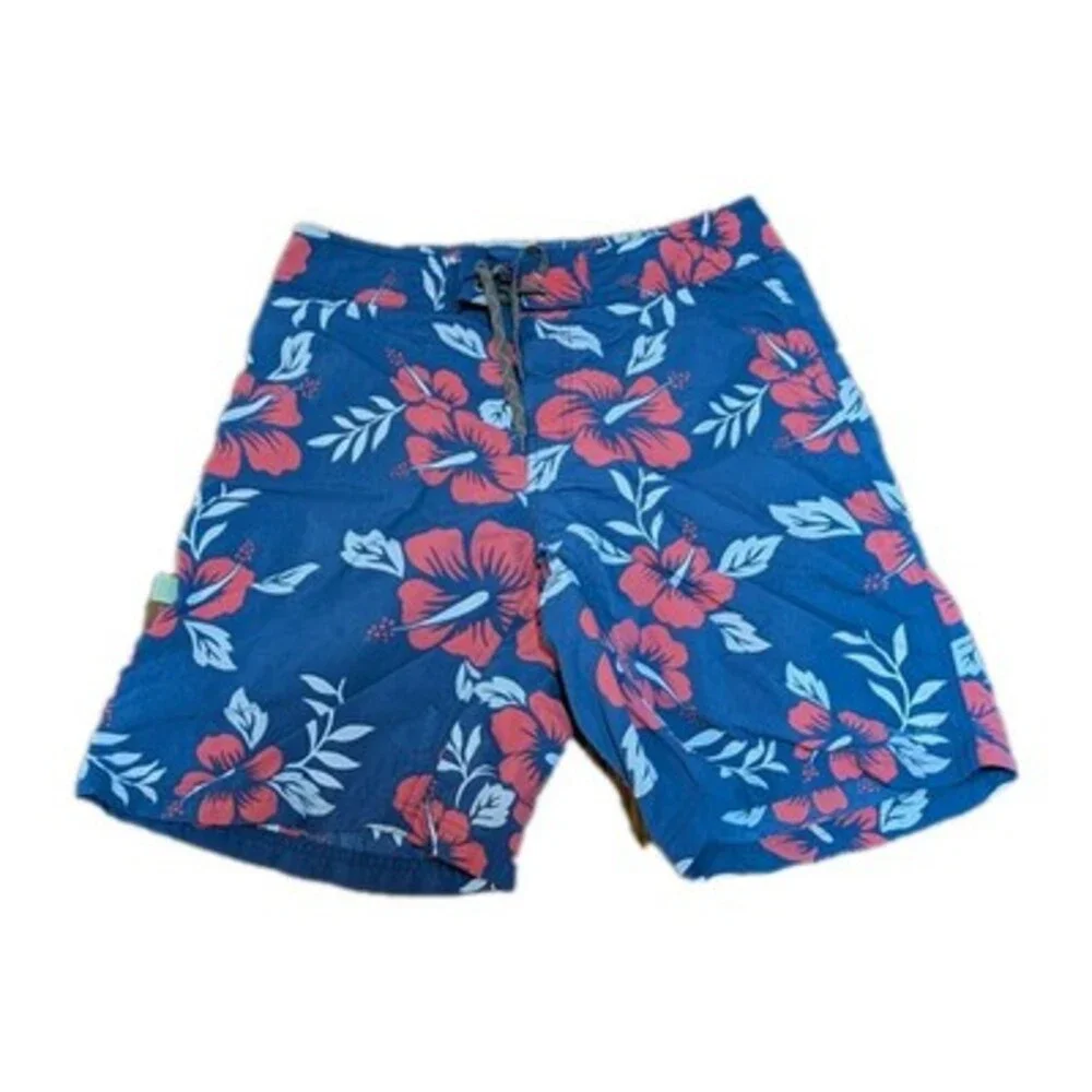 VTG Patagonia Men's 30 Wavefarer Board Shorts Blue Red Hawaiian Swim Y2K - CLEAN